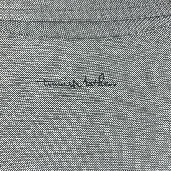 Travis Mathew Gray Striped Short Sleeve Collared Polo Shirt Medium Logo Sleeve‎ - Picture 4 of 7